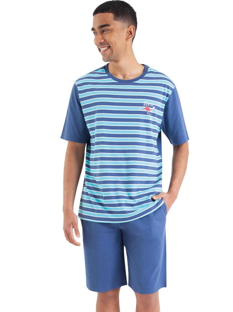 Pyjama court homme Rayures Bleu - Kiabi