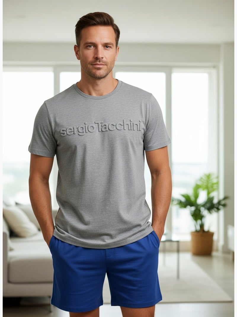 Pyjama Court Homme Sergio Tacchini Gris Bleu - Kiabi