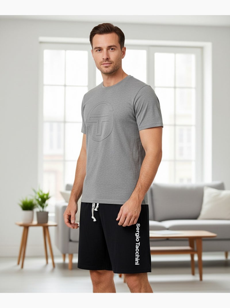 Pyjama Court Homme Sergio Tacchini Gris Noir Gris - Kiabi