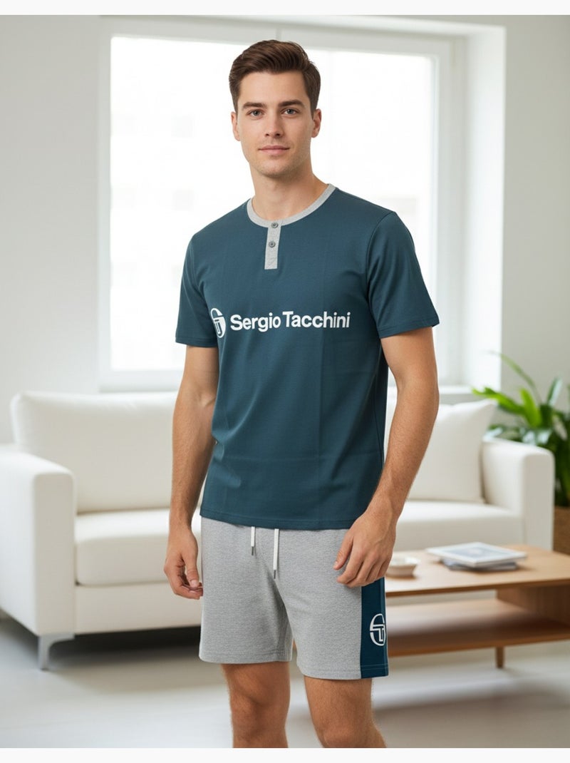 Pyjama Court Homme Sergio Tacchini Kaki - Kiabi