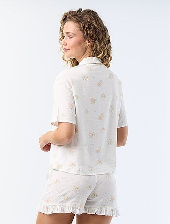 Pyjama court imprimé en voile de coton - 2 pièces
