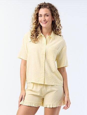 Pyjama court imprimé en voile de coton - 2 pièces