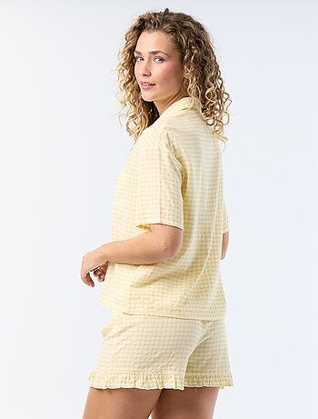 Pyjama court imprimé en voile de coton - 2 pièces
