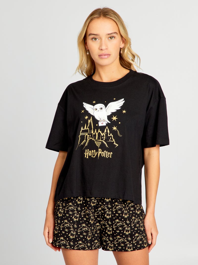 Pyjama court imprimé 'Harry Potter' - 2 pièces Noir - Kiabi