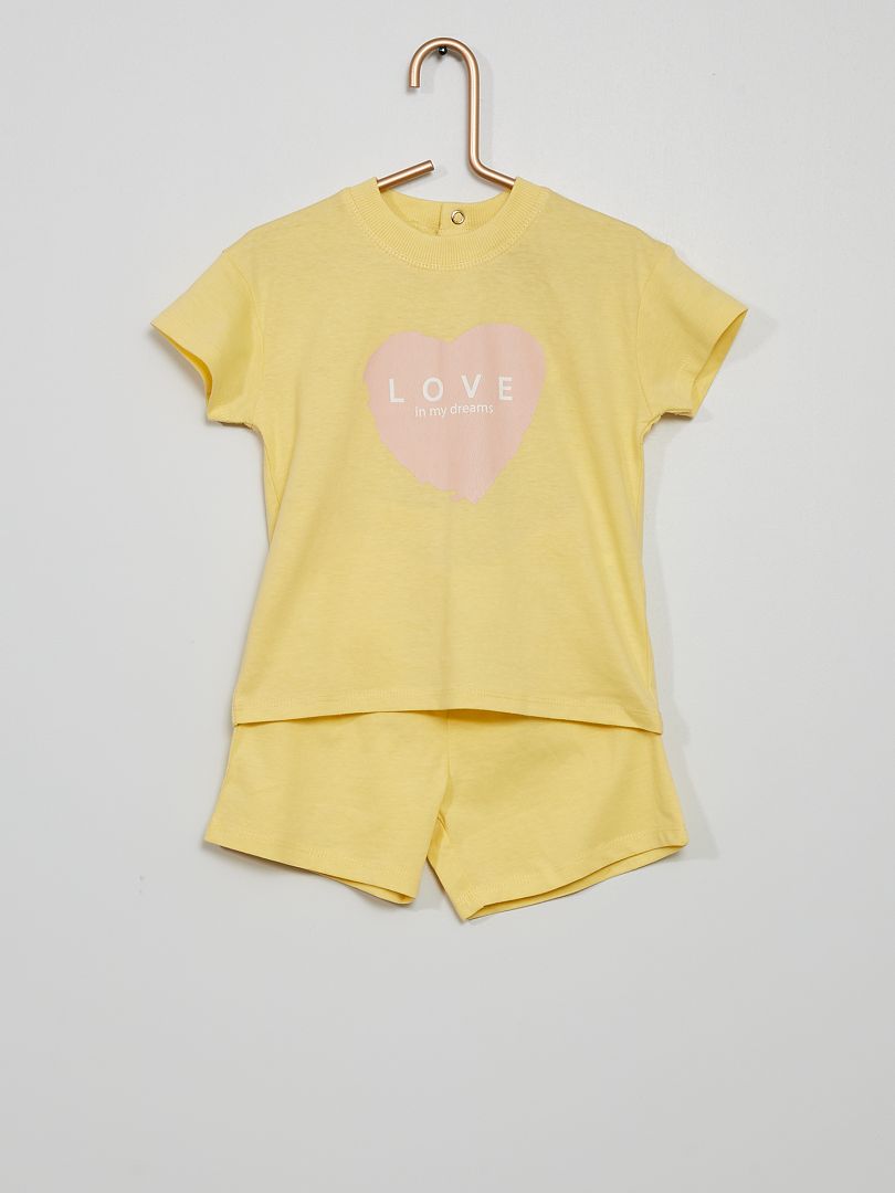 Pyjama court imprimé jaune - Kiabi