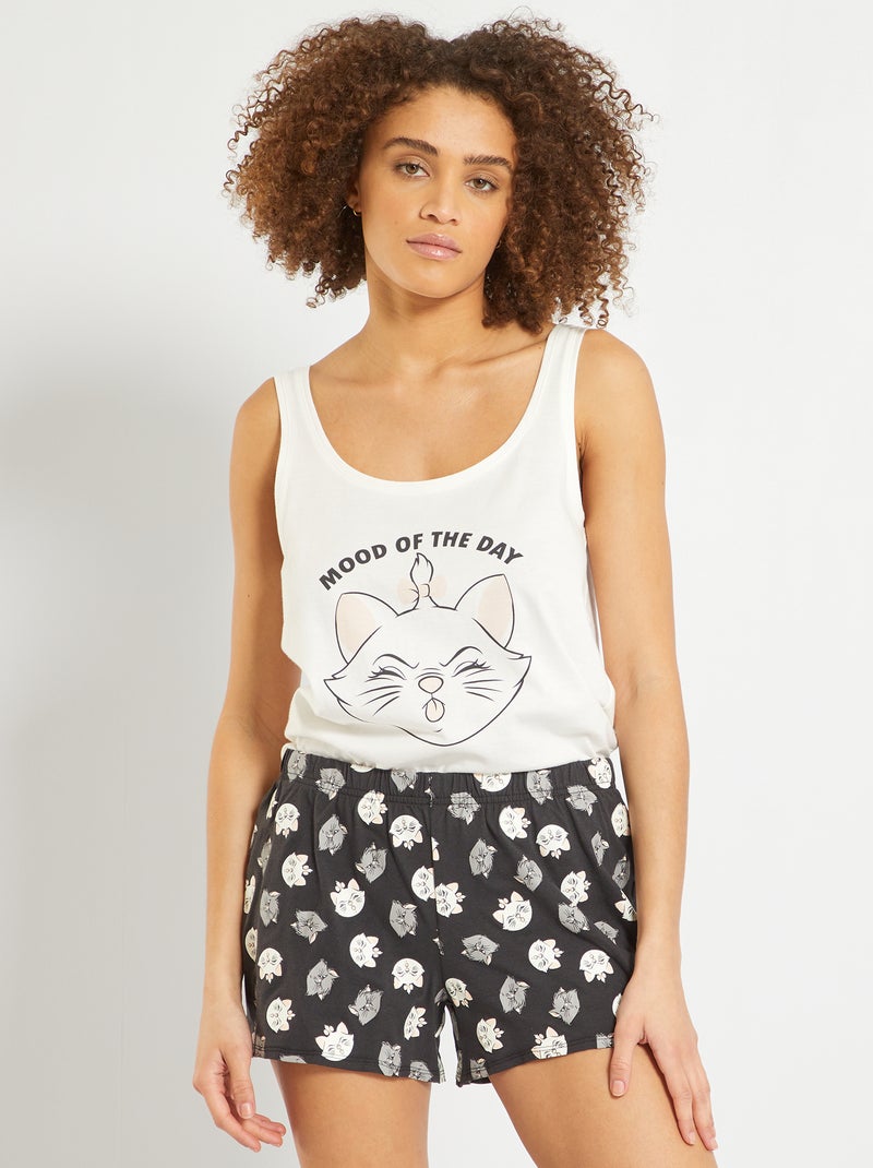 Pyjama court imprimé 'Les Aristochats' écru/noir marie - Kiabi