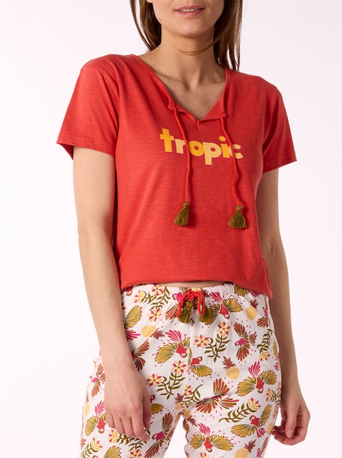 Pyjama court INKY rouge - MELISSA BROWN - Kiabi Pyjama court INKY rouge - MELISSA BROWN - Kiabi