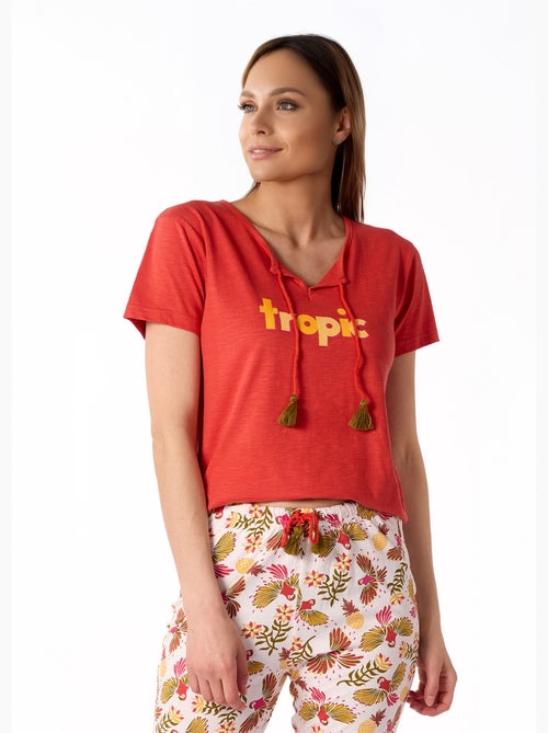 Pyjama court INKY rouge - MELISSA BROWN - Kiabi Pyjama court INKY rouge - MELISSA BROWN - Kiabi