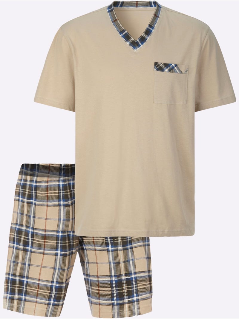 Pyjama Court Jersey Fin - Taille Standard - Moda Vilona Beige - Kiabi