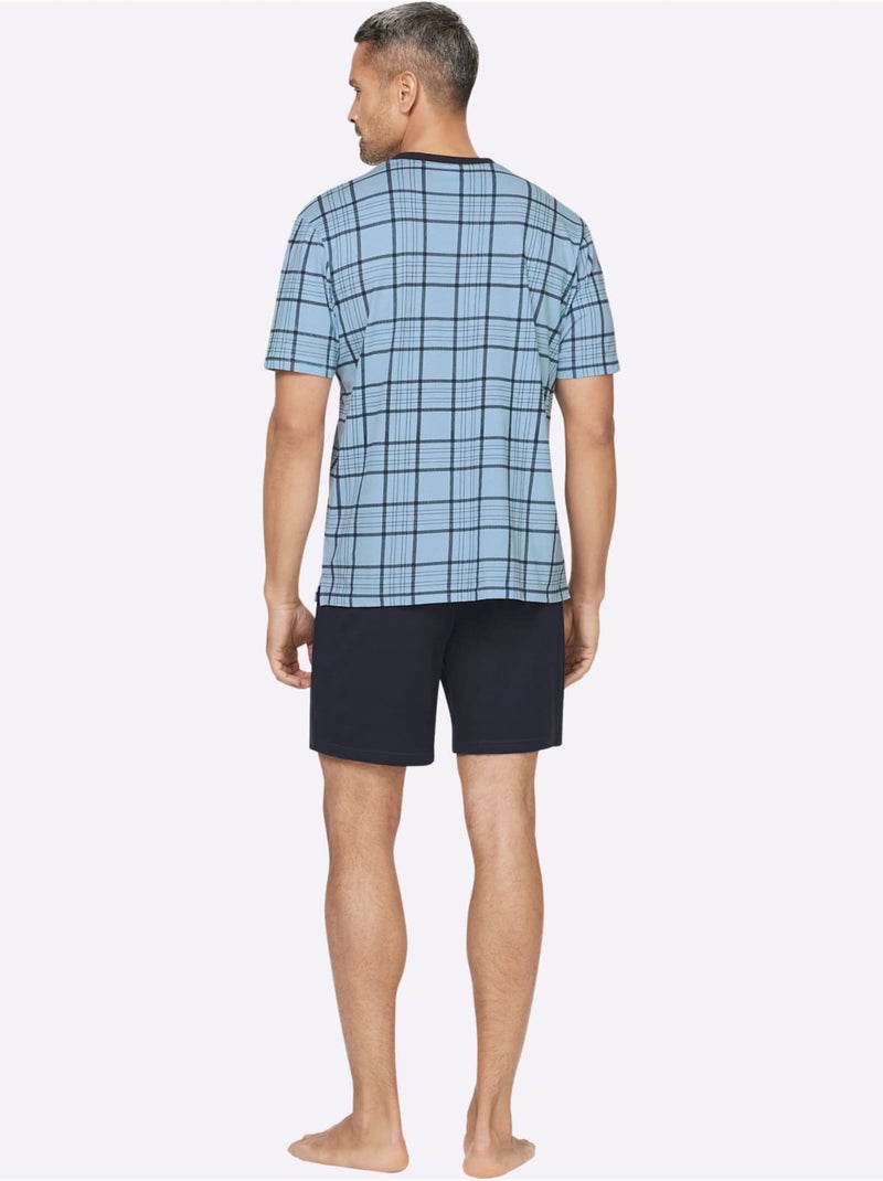 Pyjama Court Jersey Fin - Taille Standard - Moda Vilona Bleu Bleu marine - Kiabi