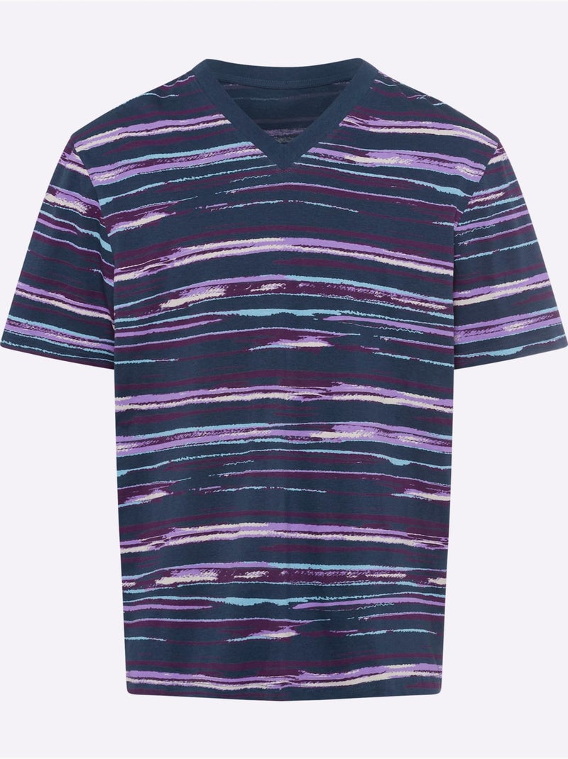 Pyjama Court Jersey Fin - Taille Standard - Moda Vilona Bleu Violet - Kiabi