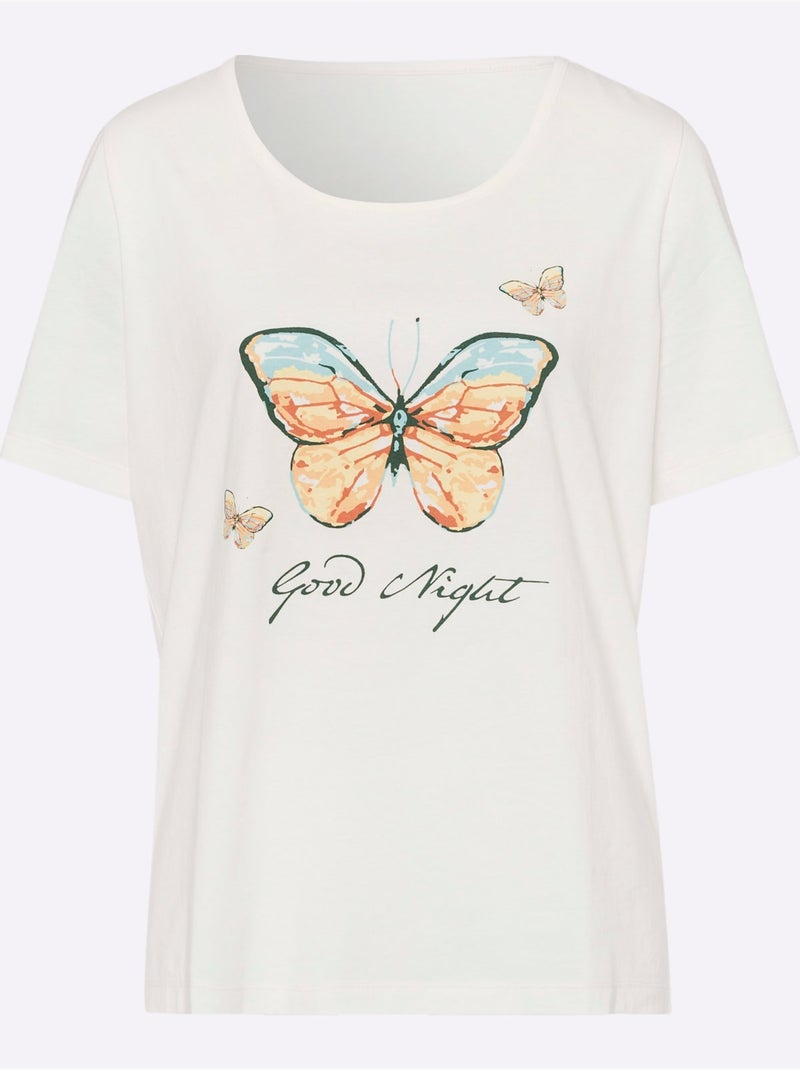 Pyjama Court Jersey Fin - Taille Standard - Moda Vilona Ecru - Kiabi