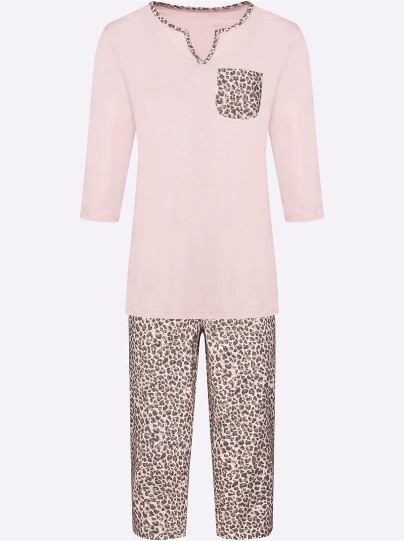 Pyjama court jersey fin - taille standard - moda vilona Gris Rose - Kiabi