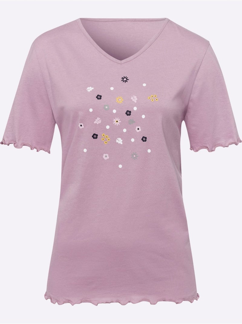 Pyjama court jersey fin - taille standard - moda vilona Mauve - Kiabi