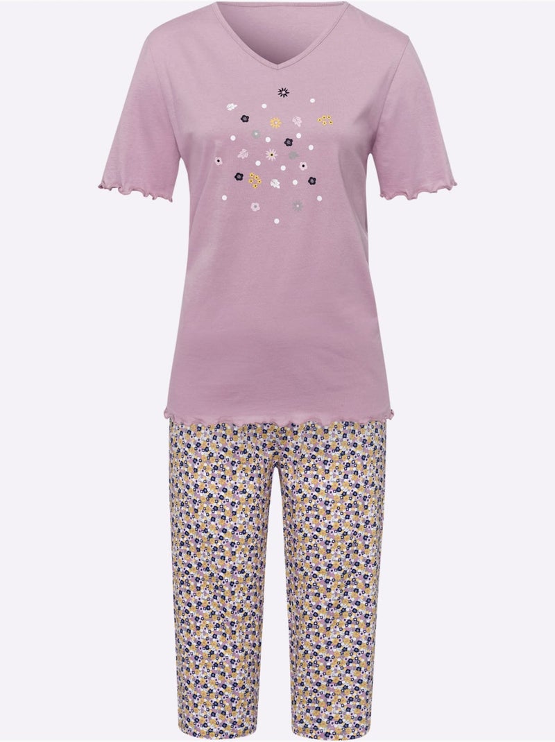 Pyjama court jersey fin - taille standard - moda vilona Mauve - Kiabi
