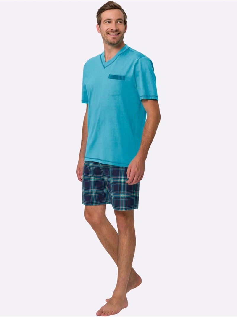 Pyjama court jersey fin - taille standard - moda vilona Noir Bleu marine - Kiabi