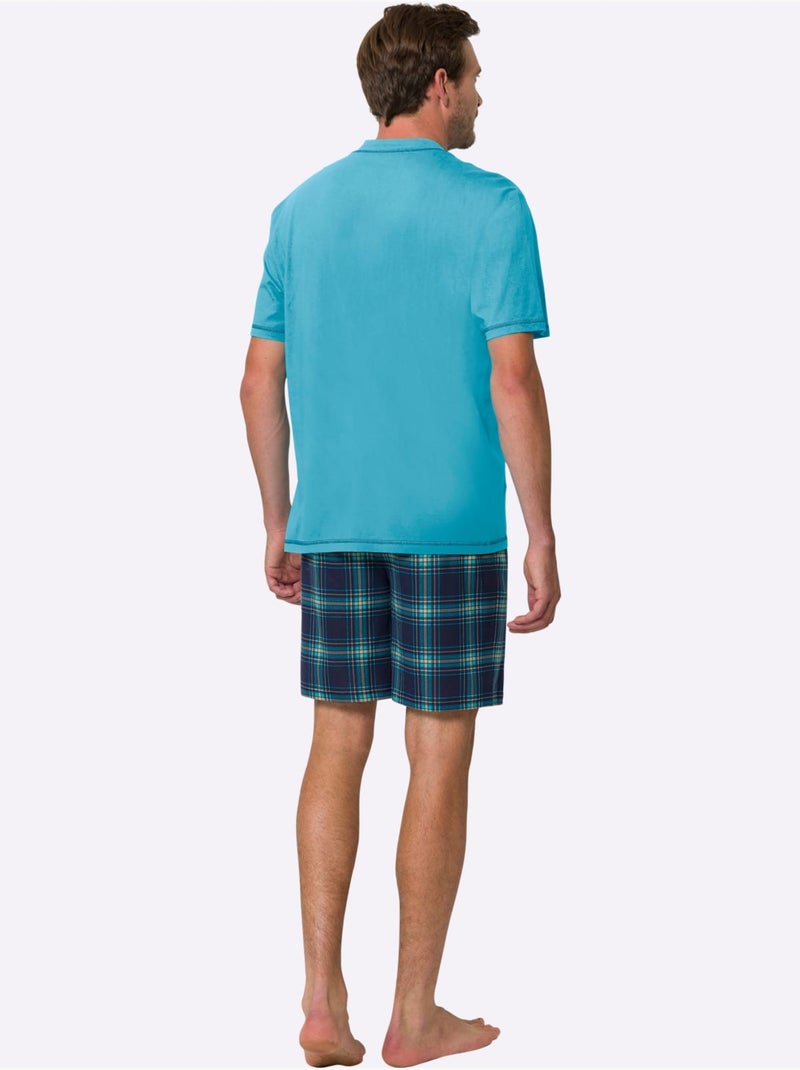 Pyjama court jersey fin - taille standard - moda vilona Noir Bleu marine - Kiabi