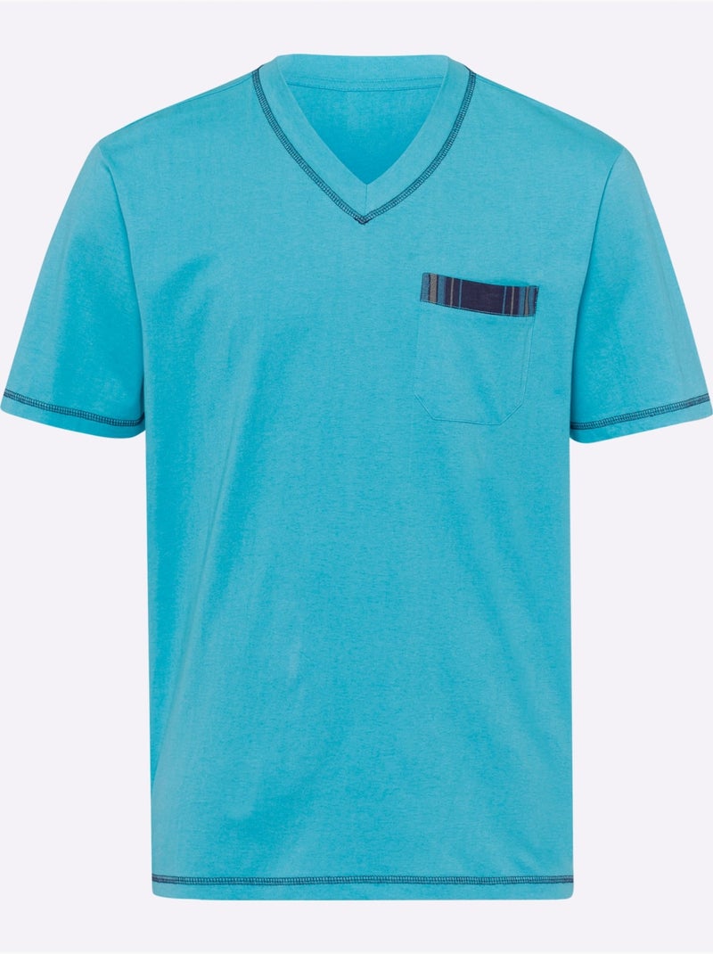 Pyjama court jersey fin - taille standard - moda vilona Noir Bleu marine - Kiabi
