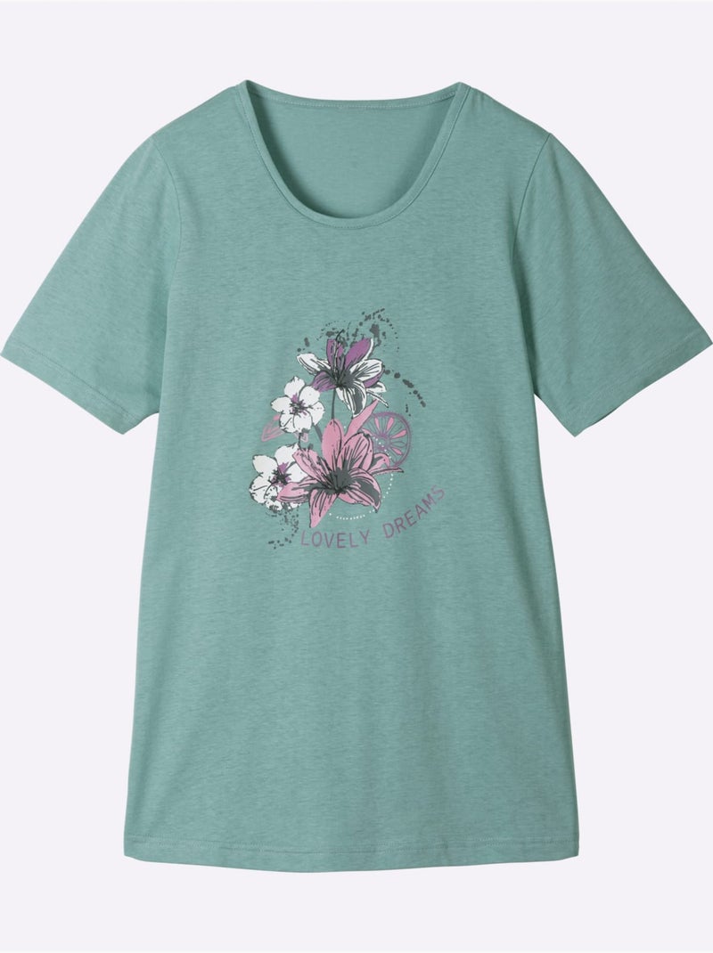 Pyjama Court Jersey Fin - Taille Standard - Moda Vilona Vert Sauge - Kiabi