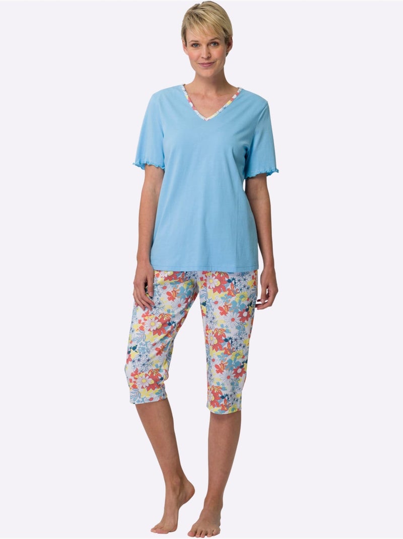 Pyjama Court Jersey Fin - Taille Standard - Moda Vilona Vert/Prune - Kiabi
