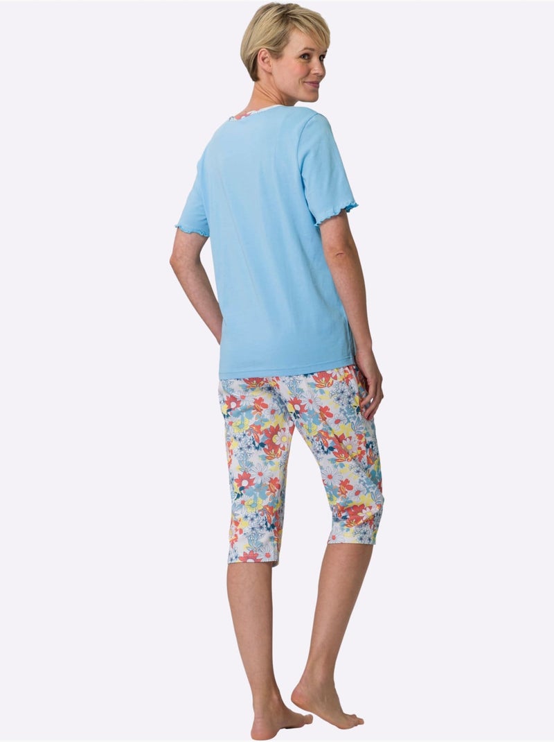 Pyjama Court Jersey Fin - Taille Standard - Moda Vilona Vert/Prune - Kiabi