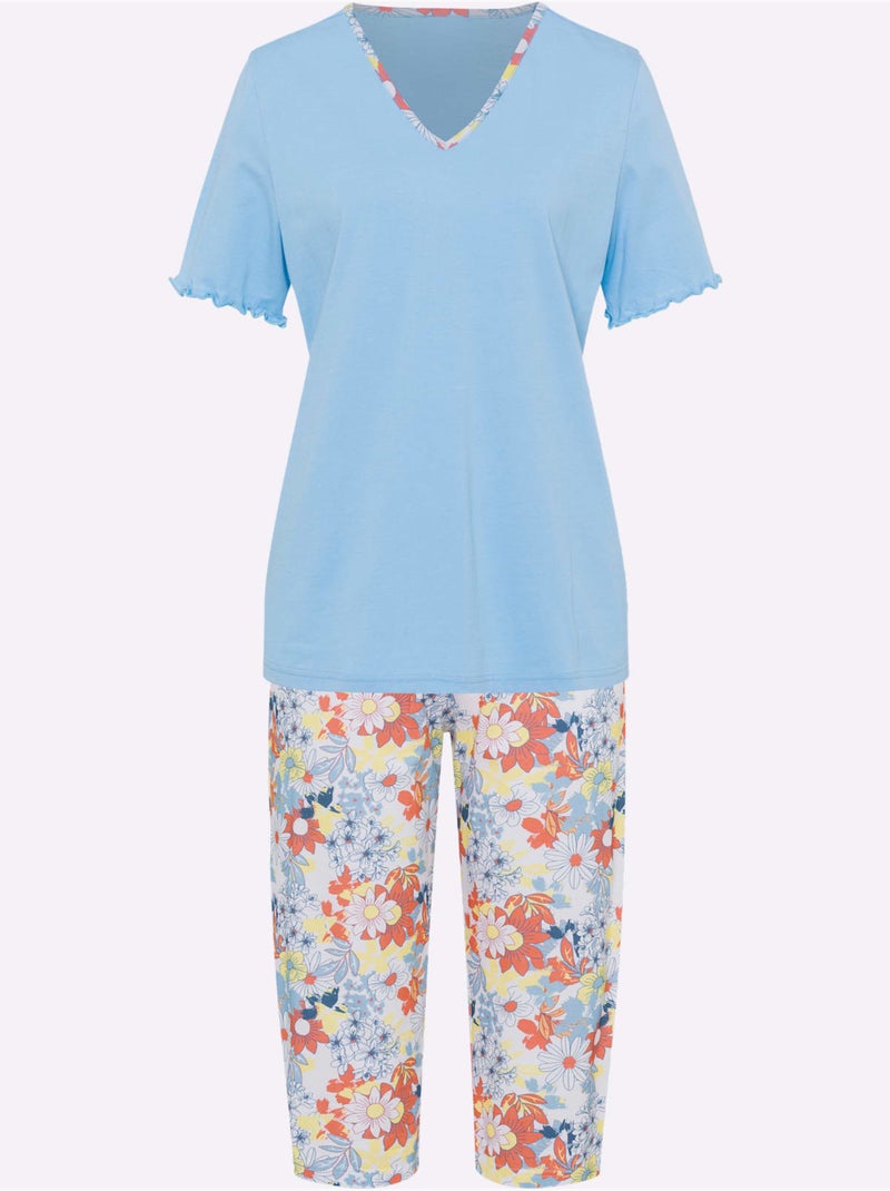 Pyjama Court Jersey Fin - Taille Standard - Moda Vilona Vert/Prune - Kiabi