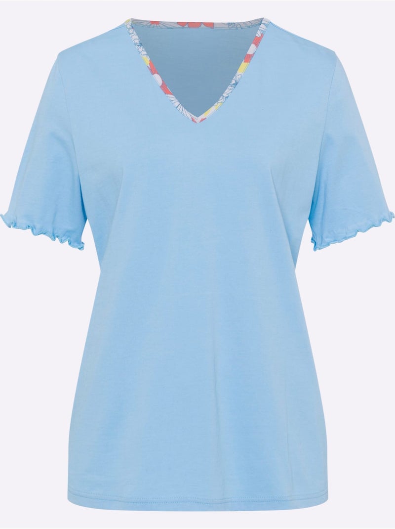 Pyjama Court Jersey Fin - Taille Standard - Moda Vilona Vert/Prune - Kiabi