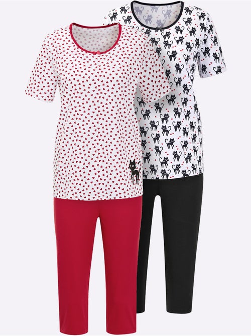 Pyjama Court Jersey Fin - Taille Standard - Witt - Lot de 2 - Kiabi