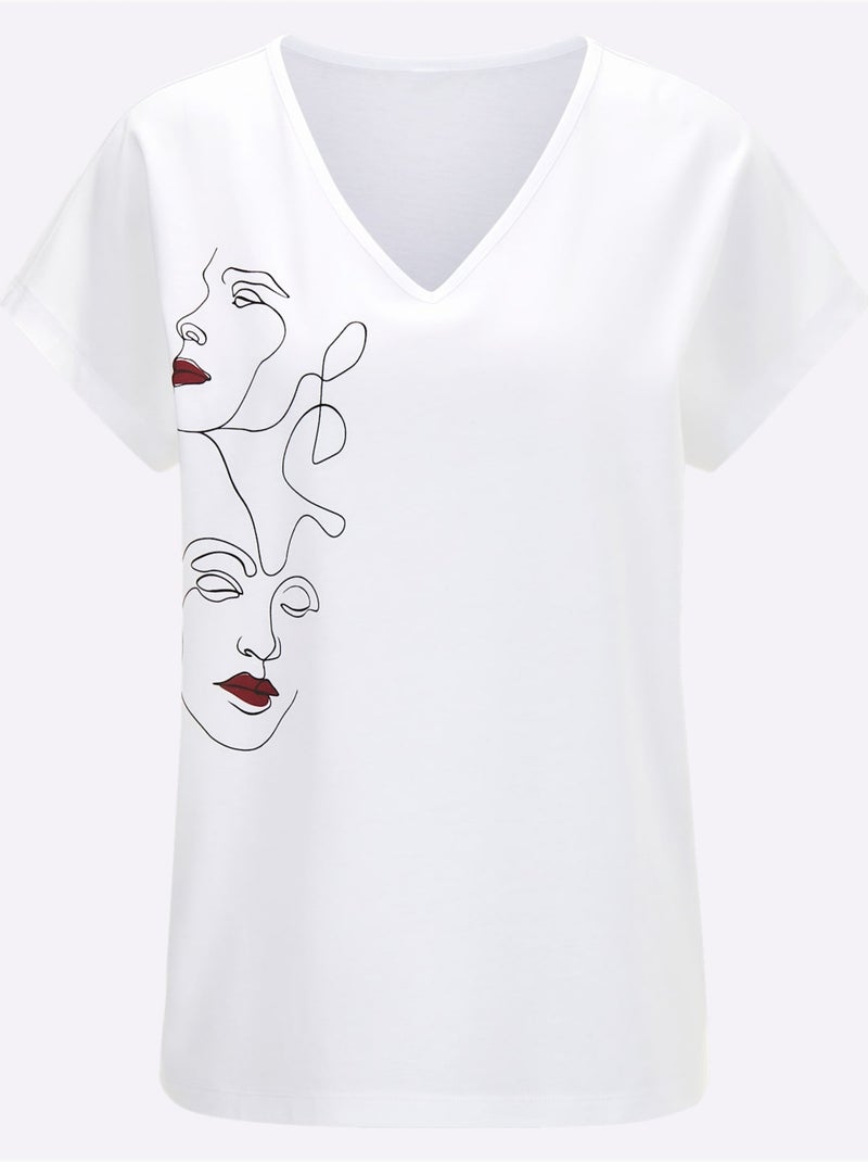 Pyjama Court Jersey Fin - Taille Standard - Witt Blanc Noir - Kiabi