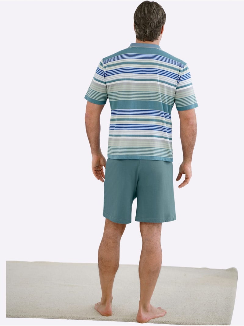 Pyjama court jersey fin - taille standard - witt Bleu pétrole - Kiabi
