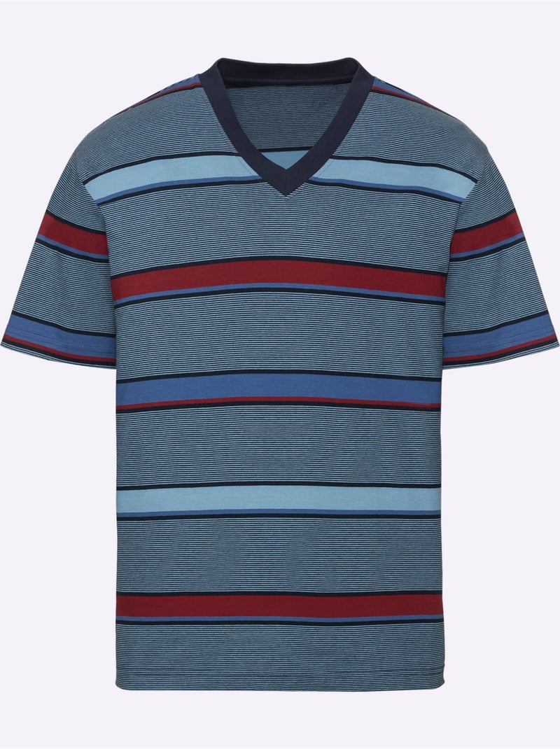 Pyjama court jersey fin - taille standard - witt Bleu Rouge - Kiabi