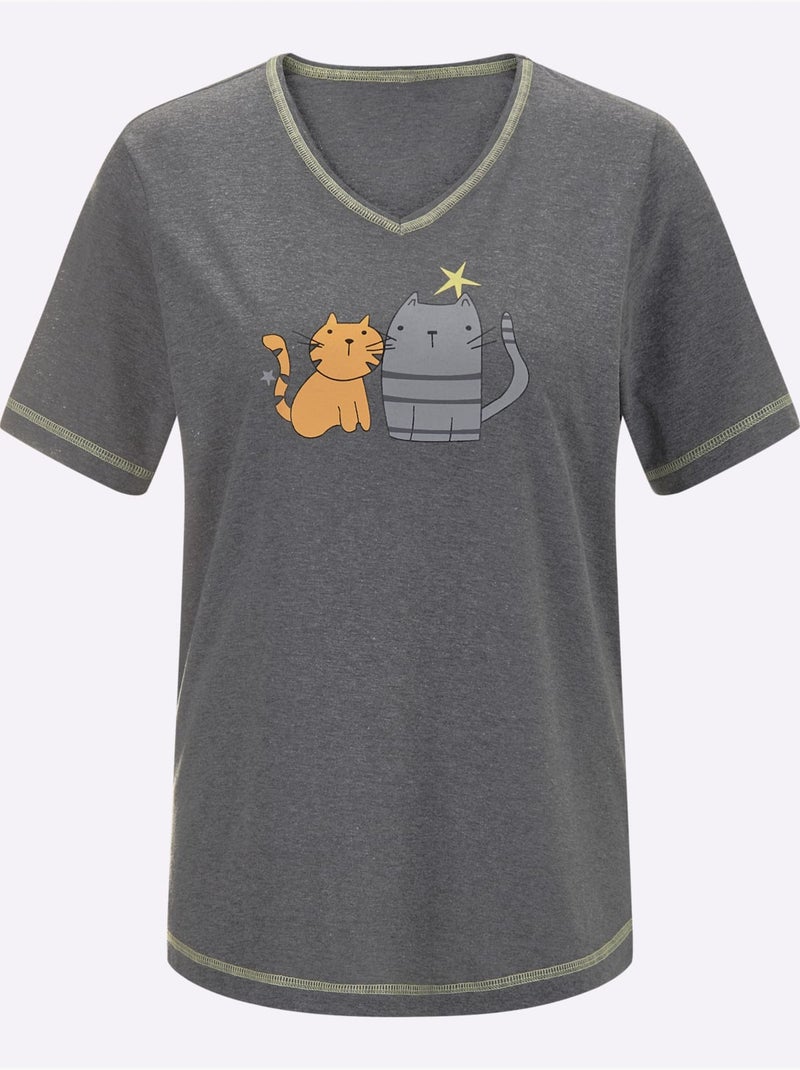 Pyjama Court Jersey Fin - Taille Standard - Witt gris anthracite - Kiabi