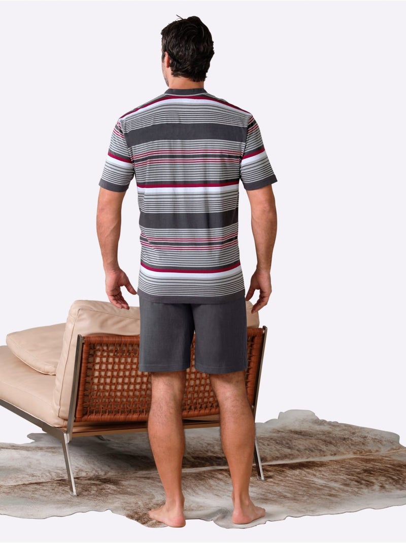 Pyjama court jersey fin - taille standard - witt Gris Violet - Kiabi