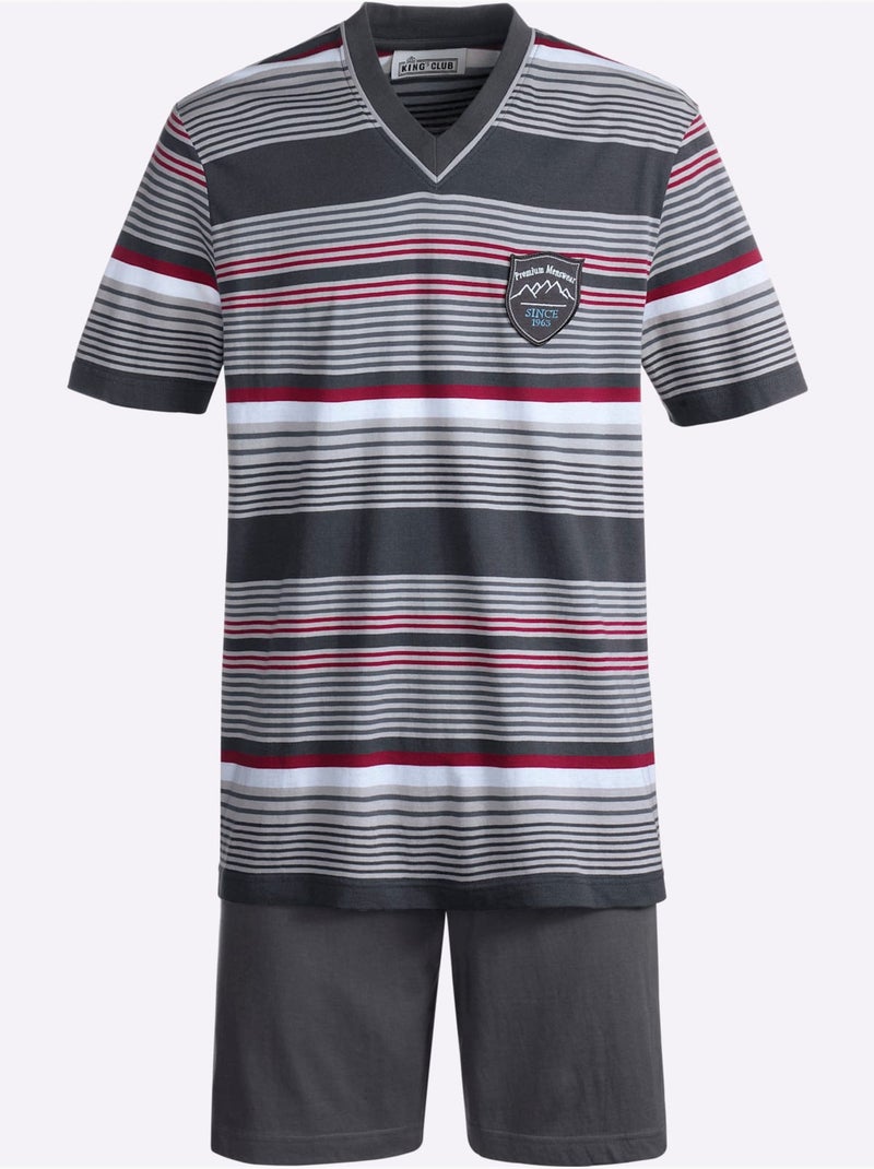 Pyjama court jersey fin - taille standard - witt Gris Violet - Kiabi