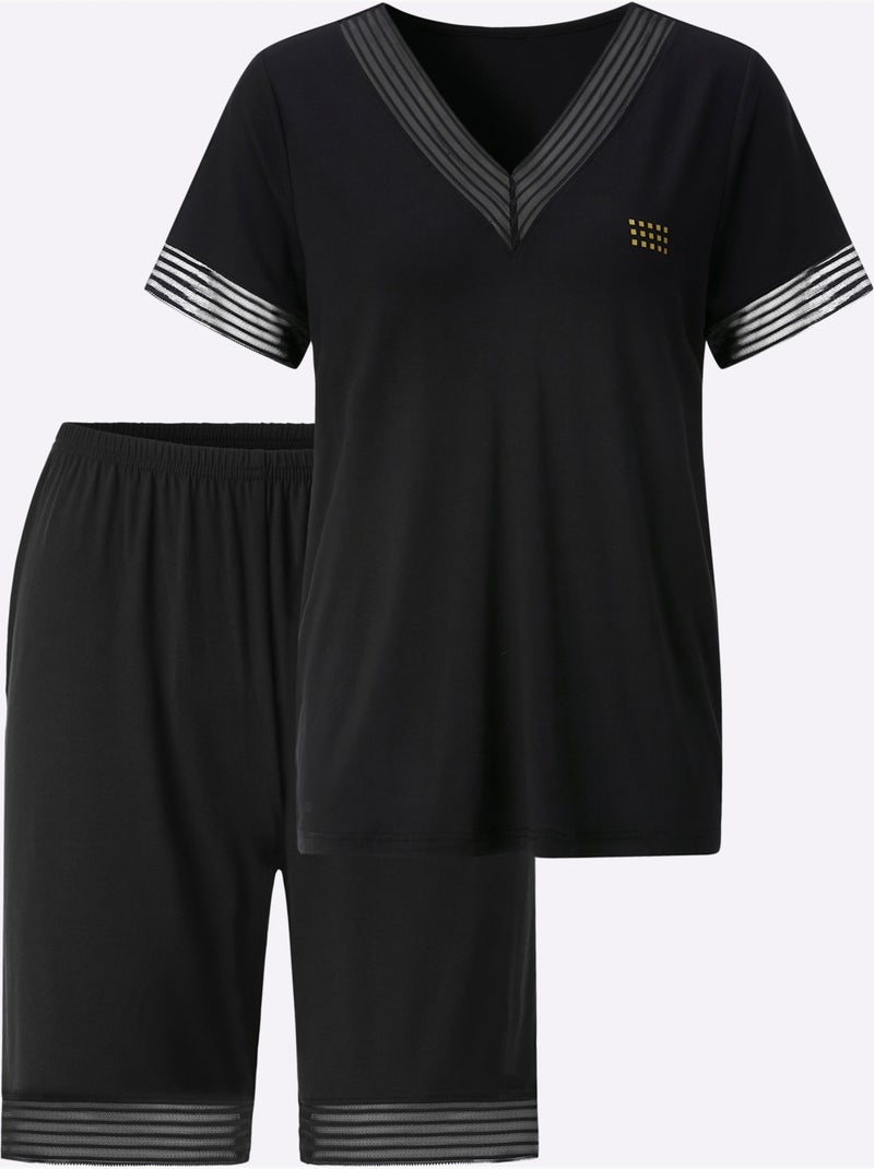 Pyjama Court Jersey Fin - Taille Standard - Witt Noir - Kiabi