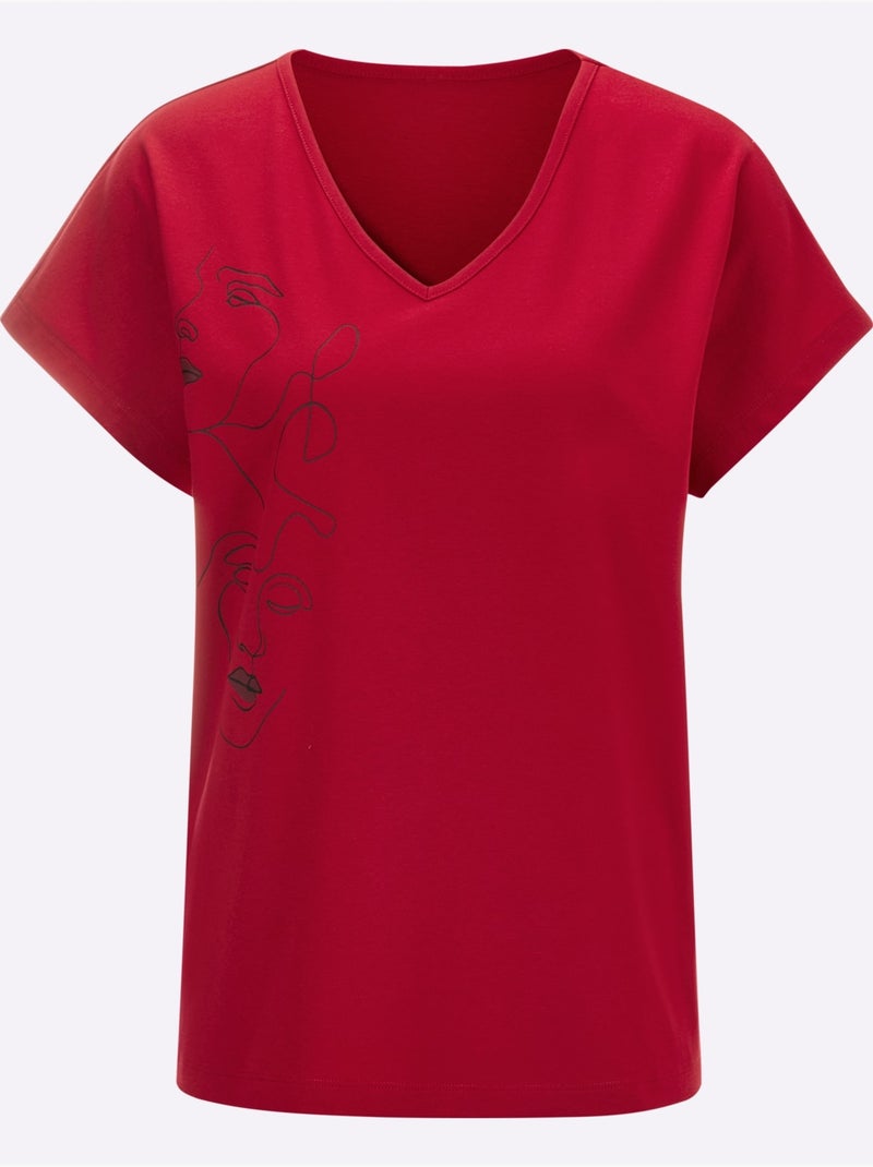 Pyjama Court Jersey Fin - Taille Standard - Witt Noir Rouge - Kiabi