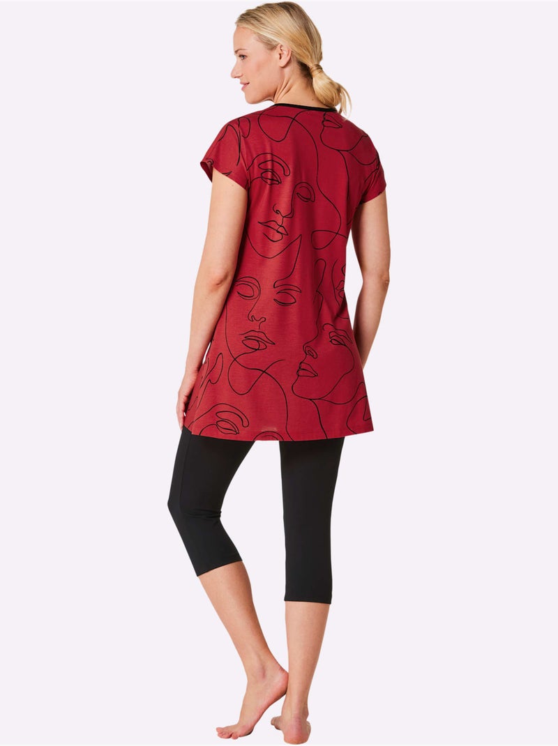 Pyjama Court Jersey Fin - Taille Standard - Witt Noir Rouge - Kiabi
