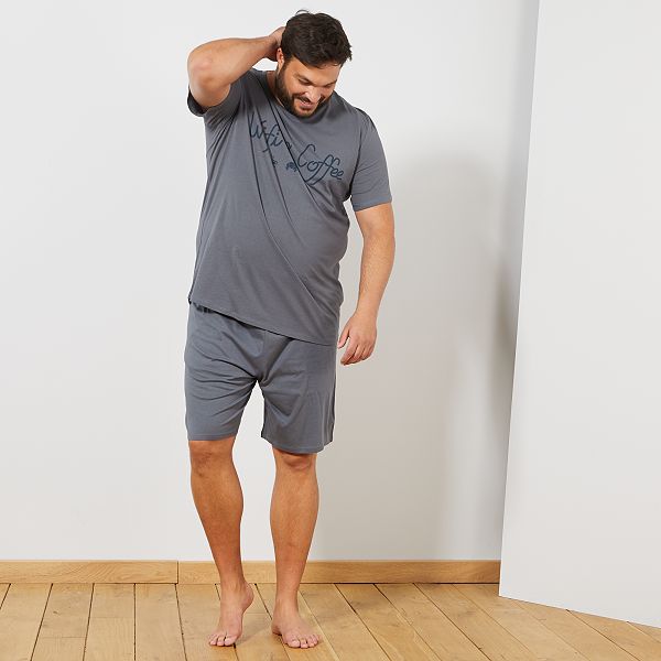 Pyjama court jersey Grande taille homme - GRIS - Kiabi ...