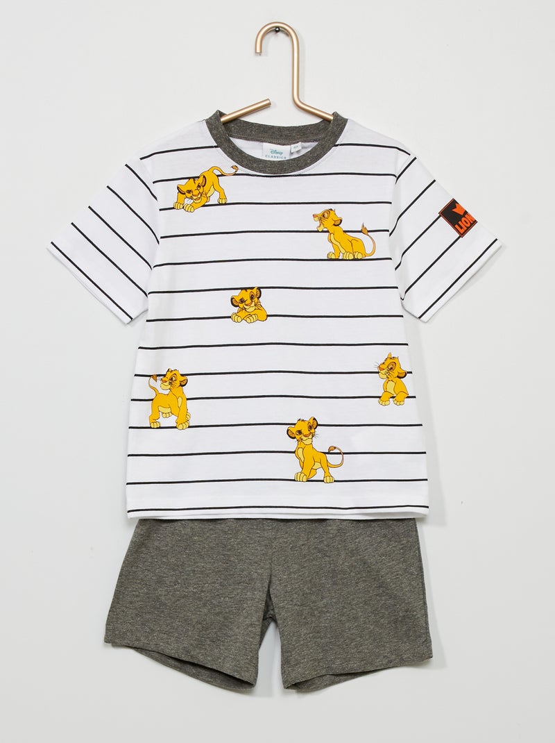 Pyjama court 'Le Roi Lion' 'Disney' - 2 pièces blanc/gris - Kiabi