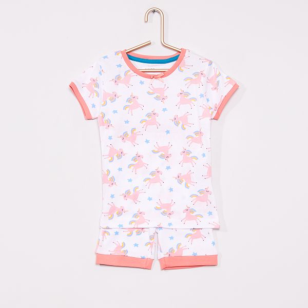 Pyjama court 'Licorne' Fille 3-12 ans - blanc/rose - Kiabi ...