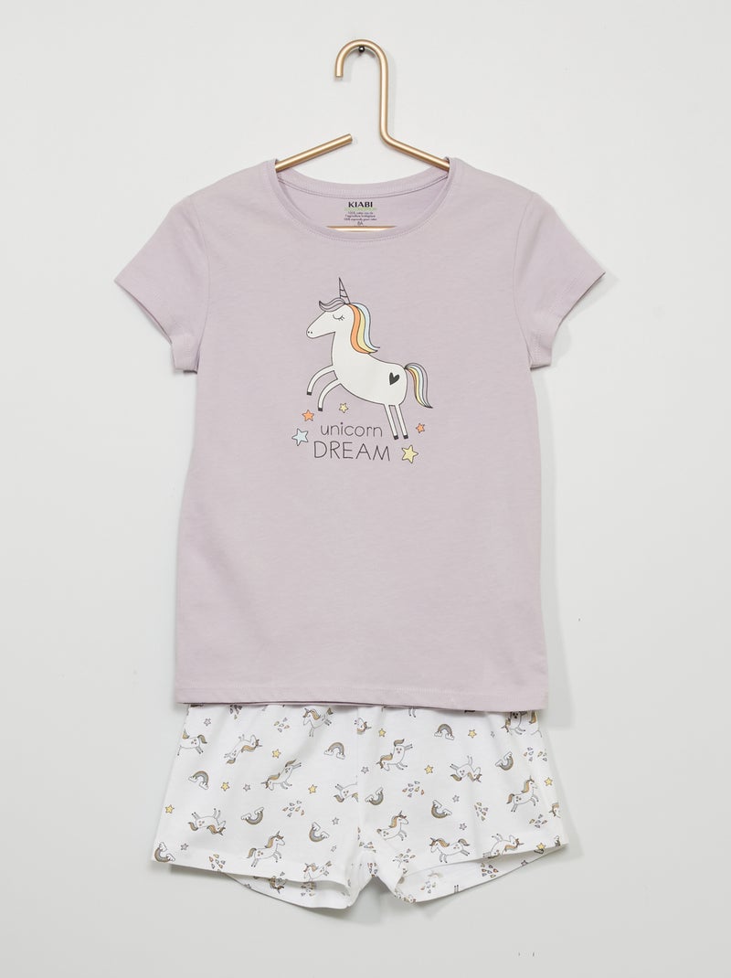 Pyjama court 'licorne' Violet - Kiabi