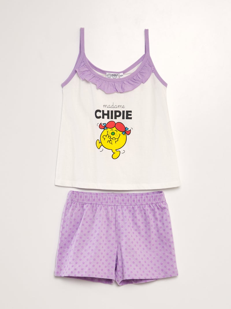 Pyjama court 'madame Chipie' - 2 pièces Blanc - Kiabi