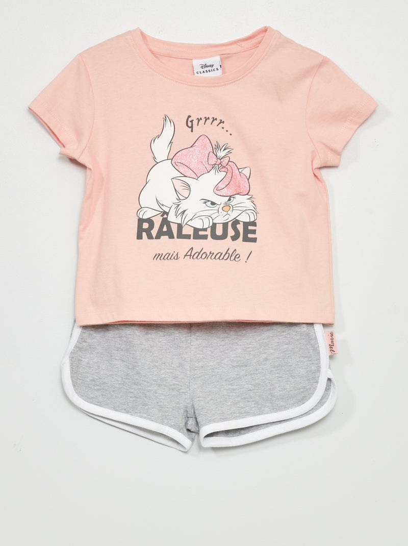 Pyjama court 'Marie' 'Disney' - 2 pièces rose/gris - Kiabi