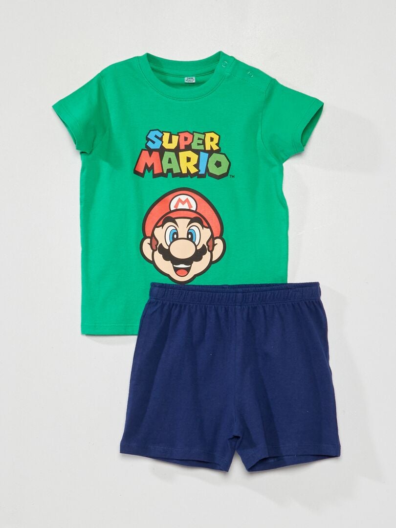 Pyjama court 'Mario' 'Nintendo' - 2 pièces vert/bleu - Kiabi