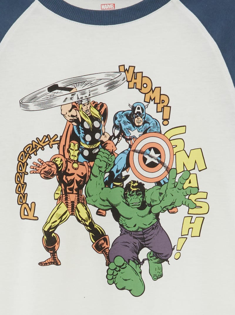 Pyjama Court Marvel Avengers Garçon - 100% Coton - Impressions Captain America, Iron Man, Hulk - 4-10 Ans