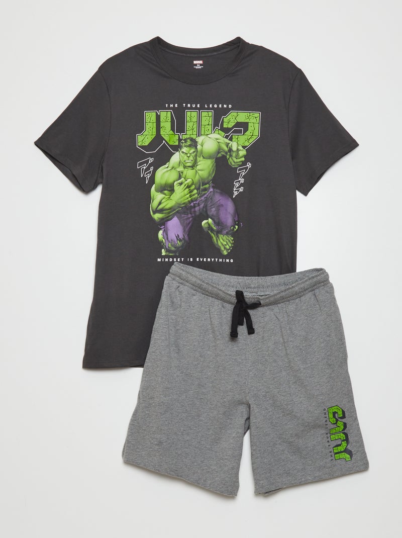 Pyjama court 'Marvel' en jersey - 2 pièces Gris - Kiabi