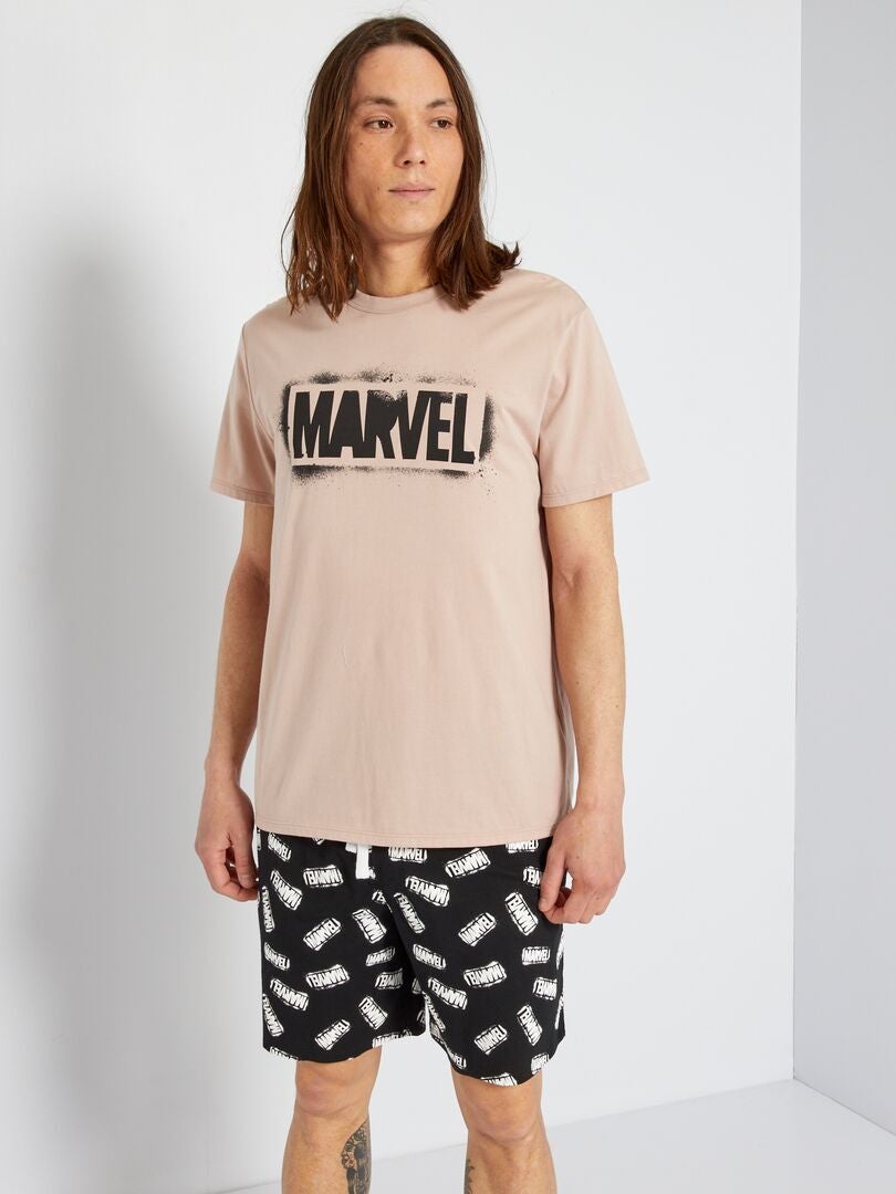 Pyjama court 'Marvel' en jersey - 2 pièces Noir/gris - Kiabi