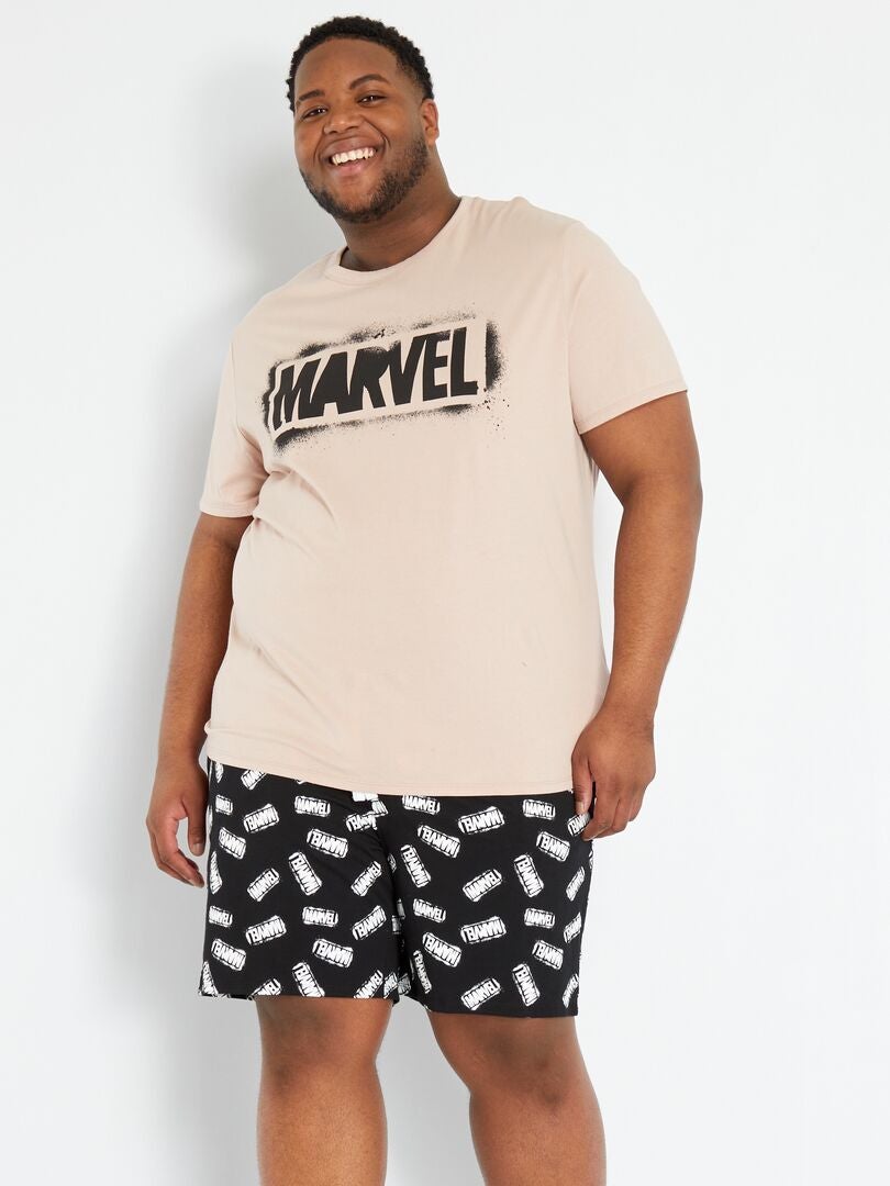 Pyjama court 'Marvel' Noir - Kiabi
