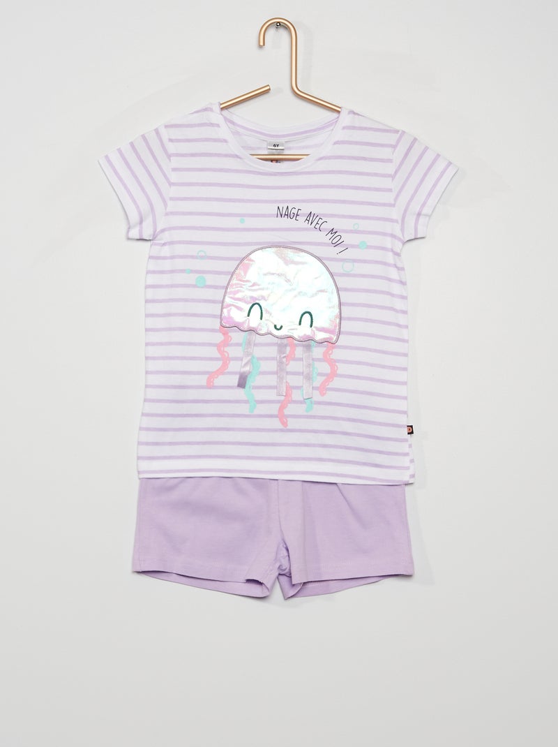 Pyjama court 'méduse' violet - Kiabi