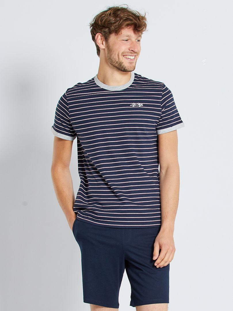 T-shirt Homme Bleu Marine recto avec logo IM en écriture Lonsdale